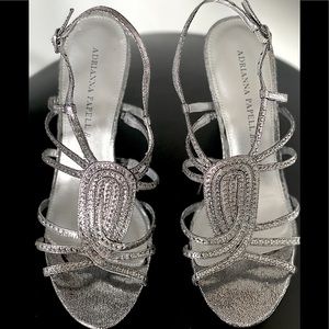 Metallic Silver Strappy 4” Heals by Adrianna Papell Boutique SZ 7 1/2